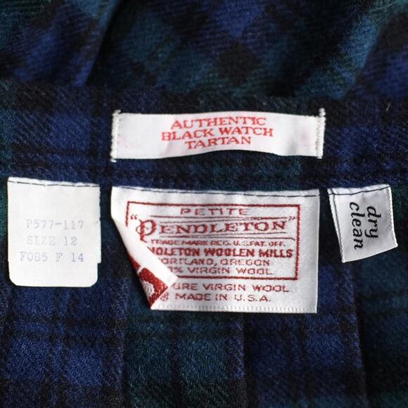 Vintage Pendleton Blue Tartan Plaid Wool Skirt, Women's Petite Small 26" Waist - Picture 9 of 10